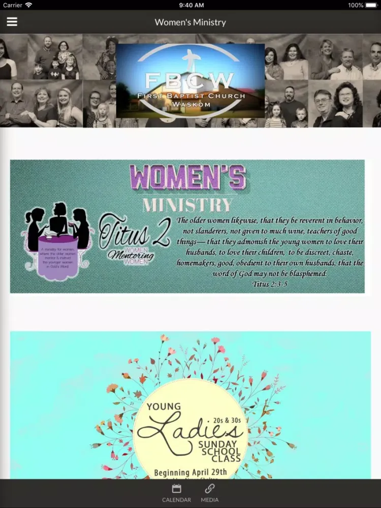 Capturas de pantalla de First Baptist Church Waskom iPad 