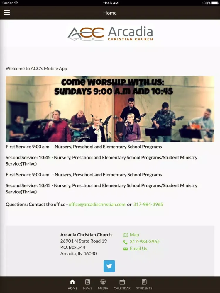 Arcadia Christian Church - Arcadia, IN iPad  Screenshots