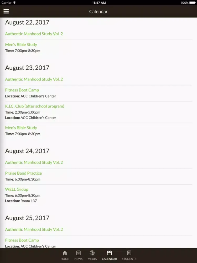 Arcadia Christian Church - Arcadia, IN iPad  Screenshots