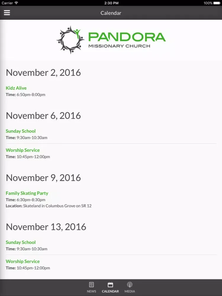 ภาพหน้าจอของ Pandora Missionary Church of Pandora, OH iPad 