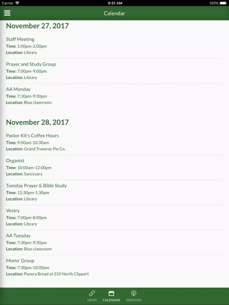 ภาพหน้าจอของ All Saints Episcopal Church iPad 