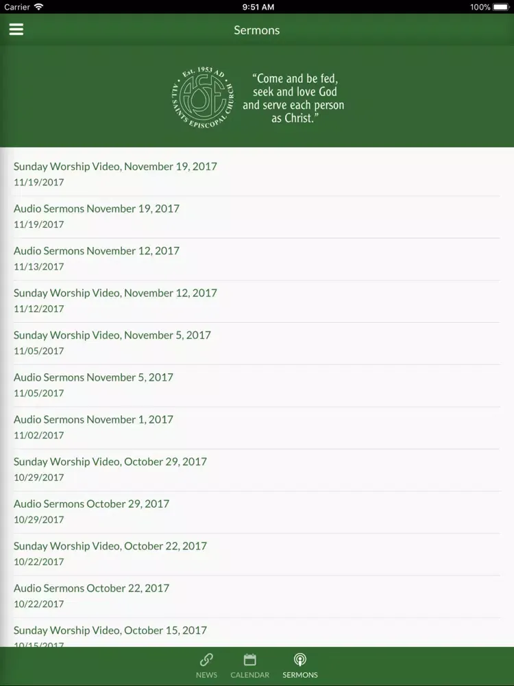 ภาพหน้าจอของ All Saints Episcopal Church iPad 