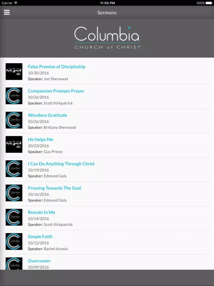 Columbia Church of Christ of West Columbia, SC iPad 應用截圖