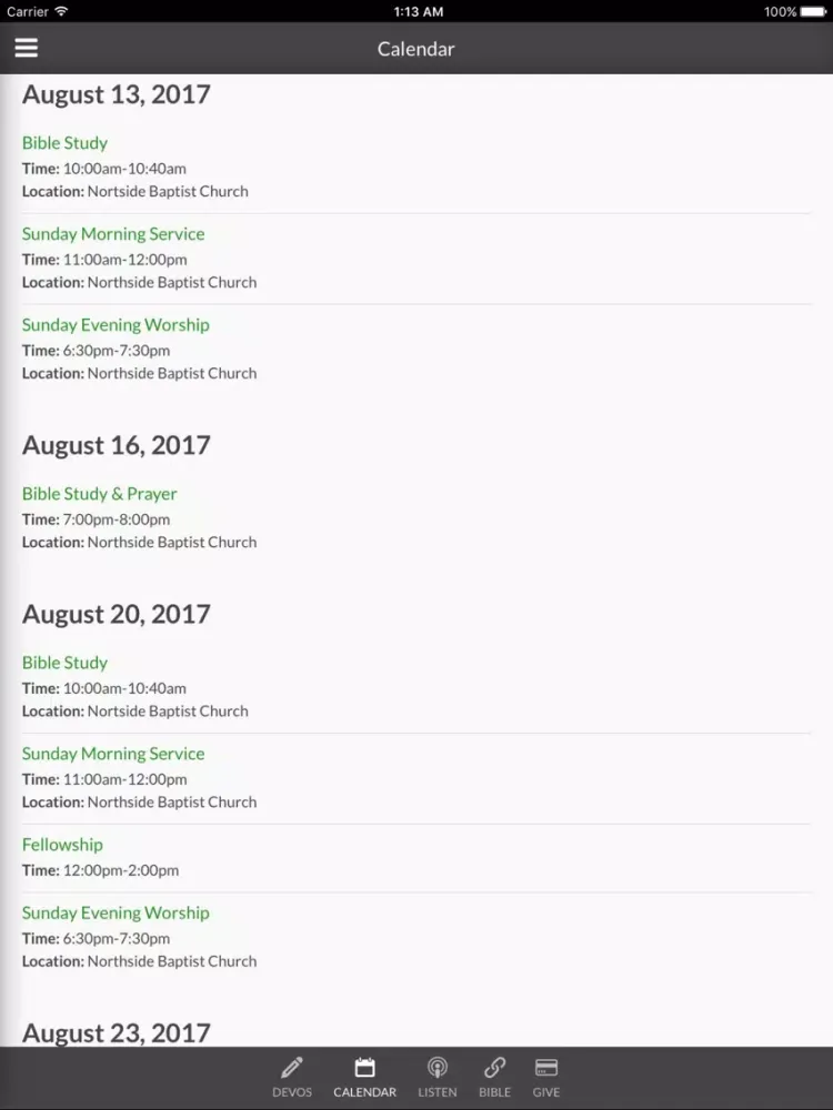 Northside Baptist Church QC iPad  Screenshots