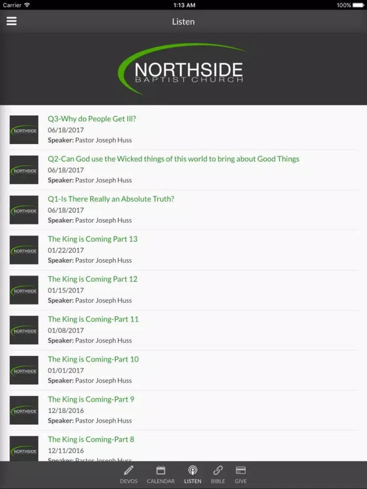 Northside Baptist Church QC iPad  Screenshots