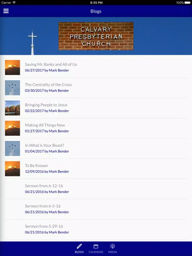 Tangkapan layar Calvary Presbyterian Church - Norfolk, VA iPad 