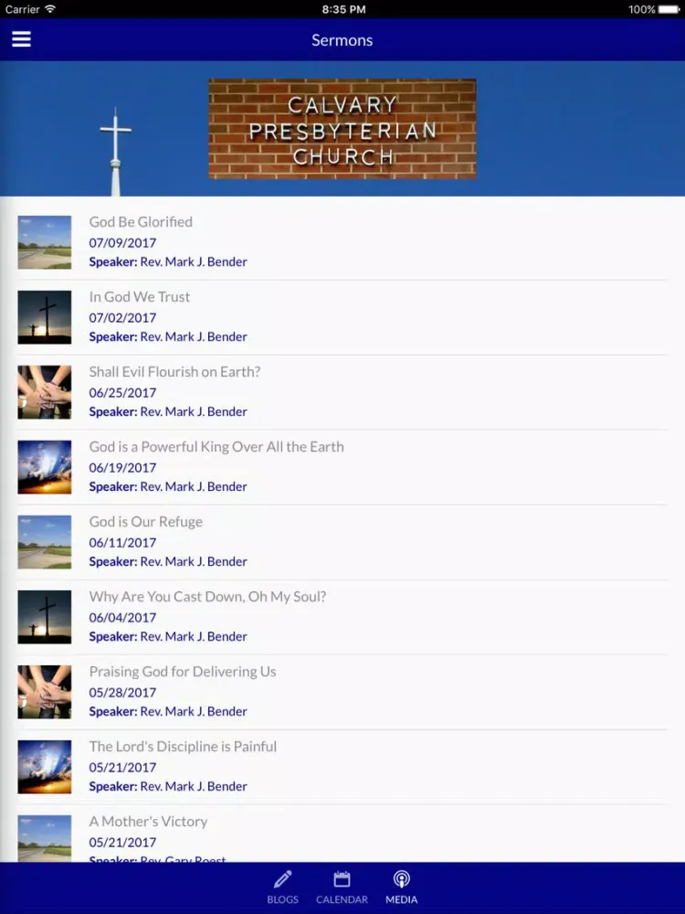 Tangkapan layar Calvary Presbyterian Church - Norfolk, VA iPad 