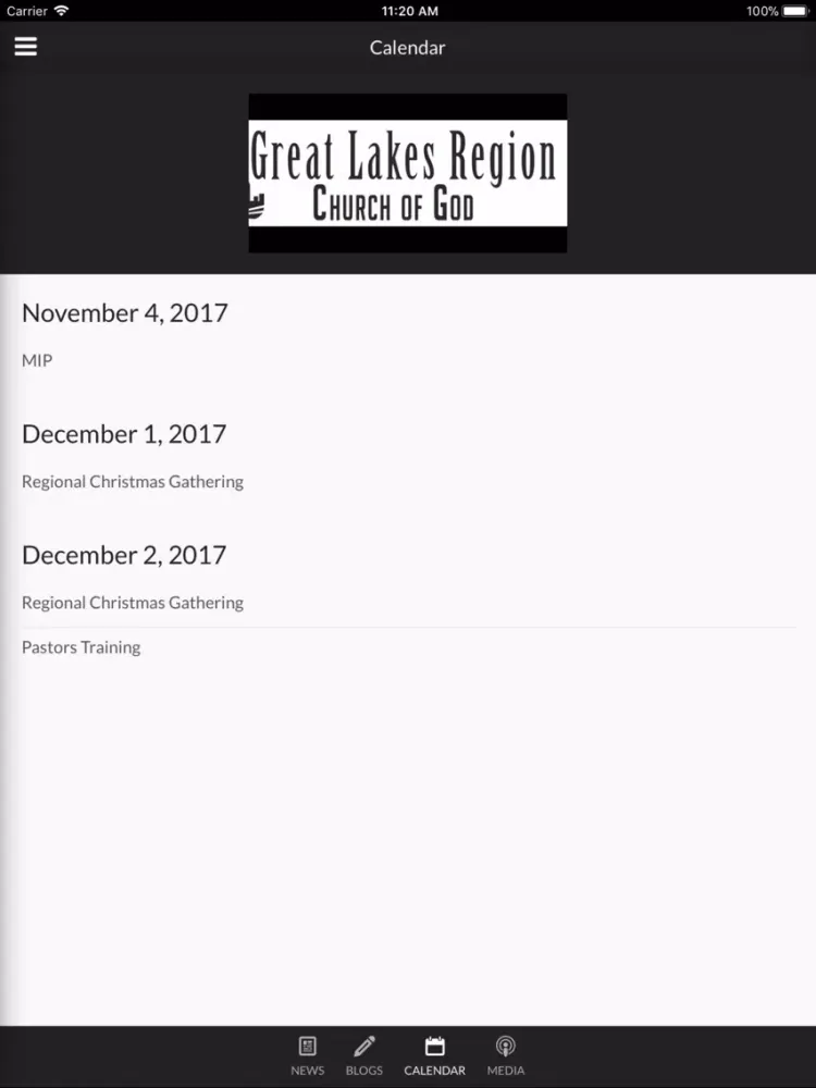 Ảnh chụp màn hình của Great Lakes Region COG iPad 