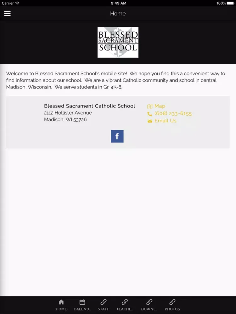 Capturas de tela do Blessed Sacrament Catholic school of Madison, WI iPad 