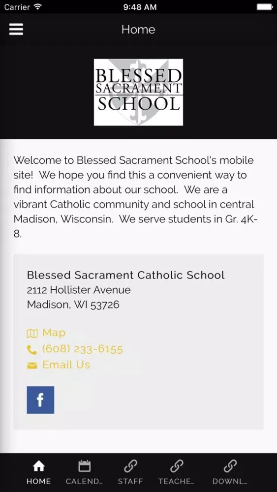 Capturas de tela do Blessed Sacrament Catholic school of Madison, WI