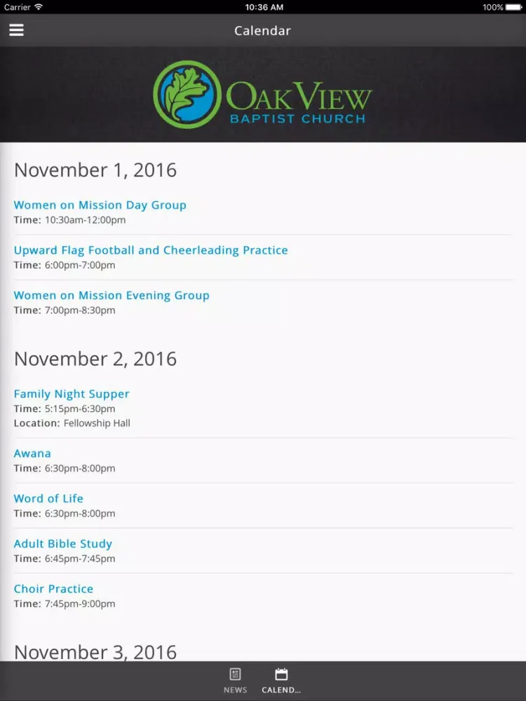 Oak View Baptist Church of High Point, NC iPad  Screenshots