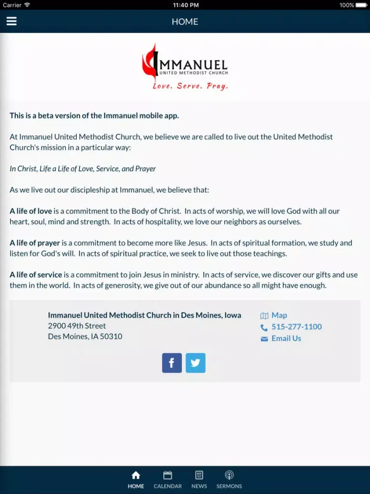 Immanuel UMC in Des Moines, IA of Des Moines, IA iPad  스크린샷