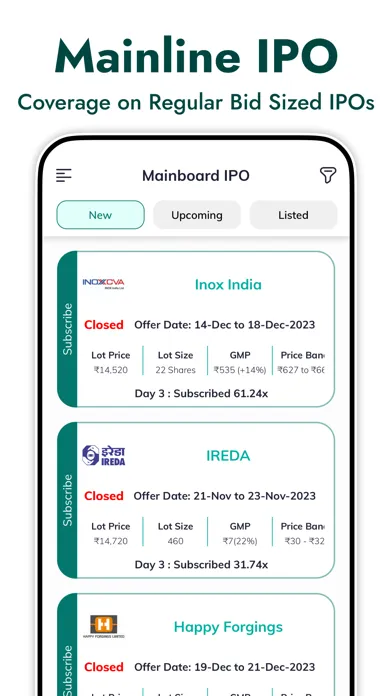 IPO Notes - Mainboard, SME IPO स्क्रीनशॉट