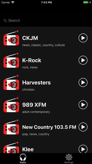 Capturas de tela do ourRadio Canada