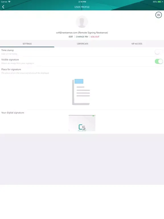 Nextsense Remote Signing iPad  Screenshots