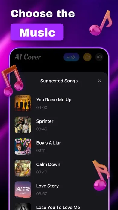 Capturas de tela do AI Song Lab: Music & Covers