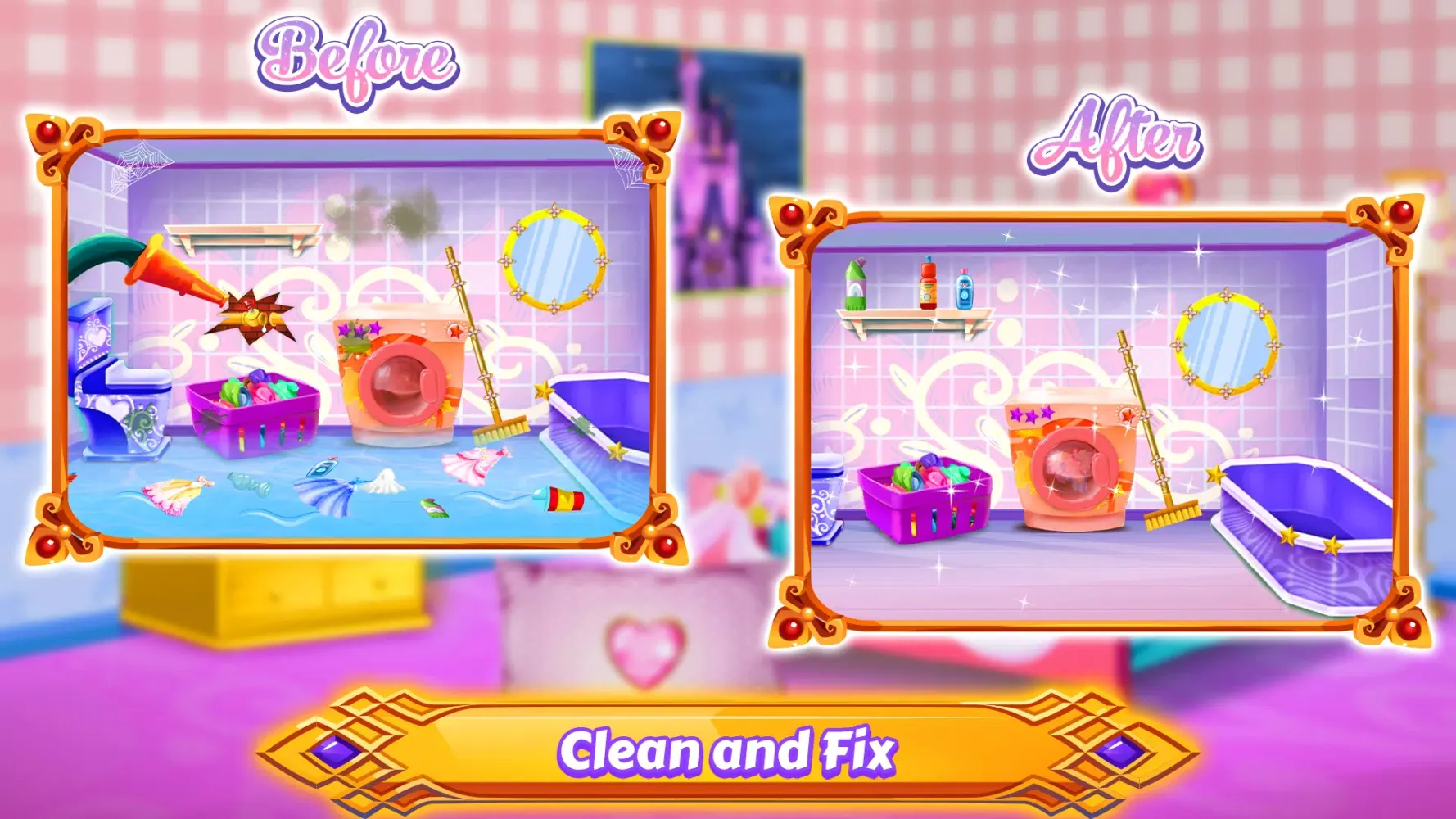 Ảnh chụp màn hình của Princess Room Cleanup Washer