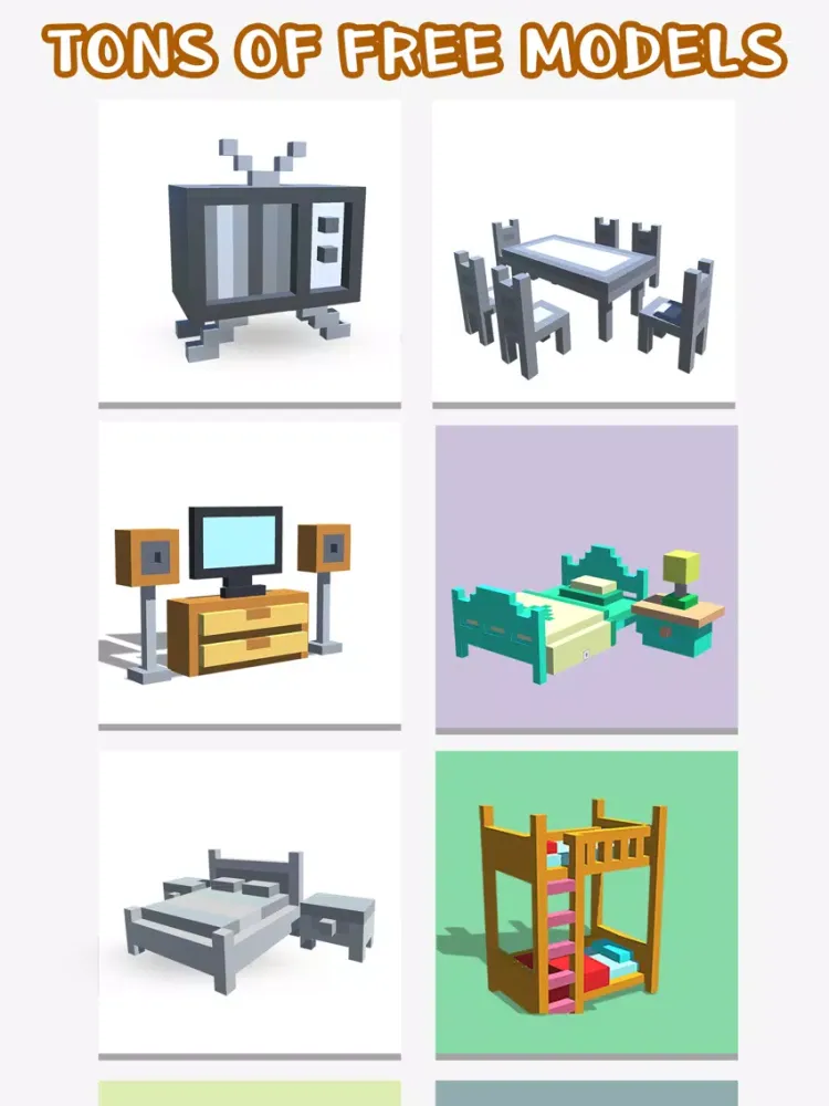Voxel House Interior Coloring iPad  Screenshots