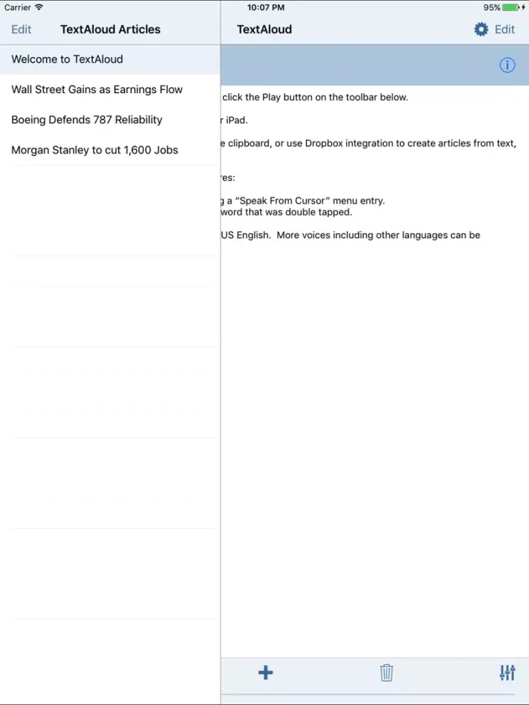 TextAloud iPad  스크린샷