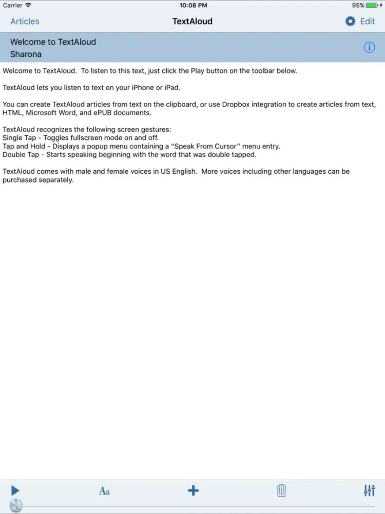 TextAloud iPad  스크린샷