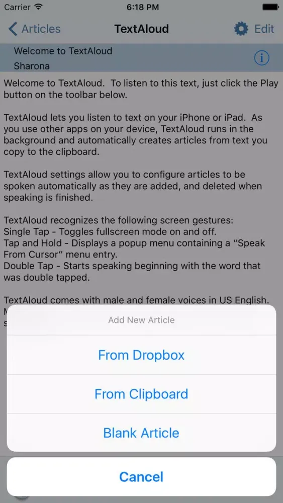 TextAloud 스크린샷