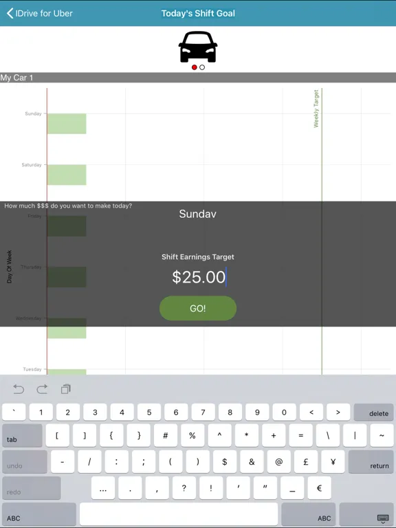 Tangkapan layar iDrive for Uber iPad 