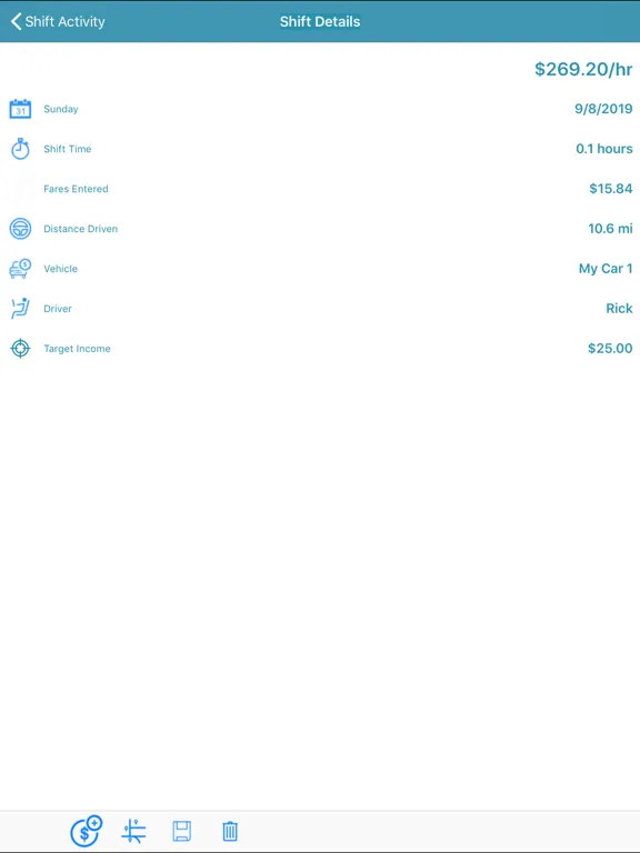 Tangkapan layar iDrive for Uber iPad 