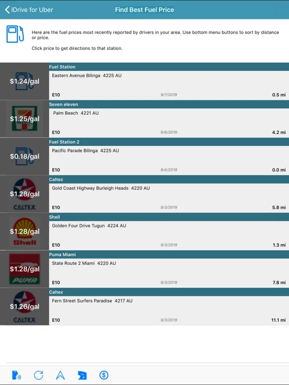 Tangkapan layar iDrive for Uber iPad 