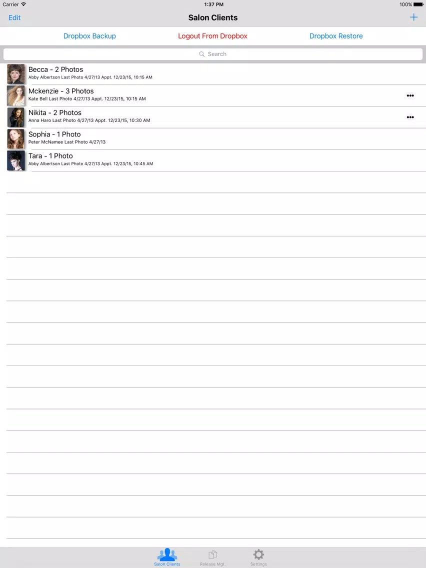 Salon Clients iPad  스크린샷