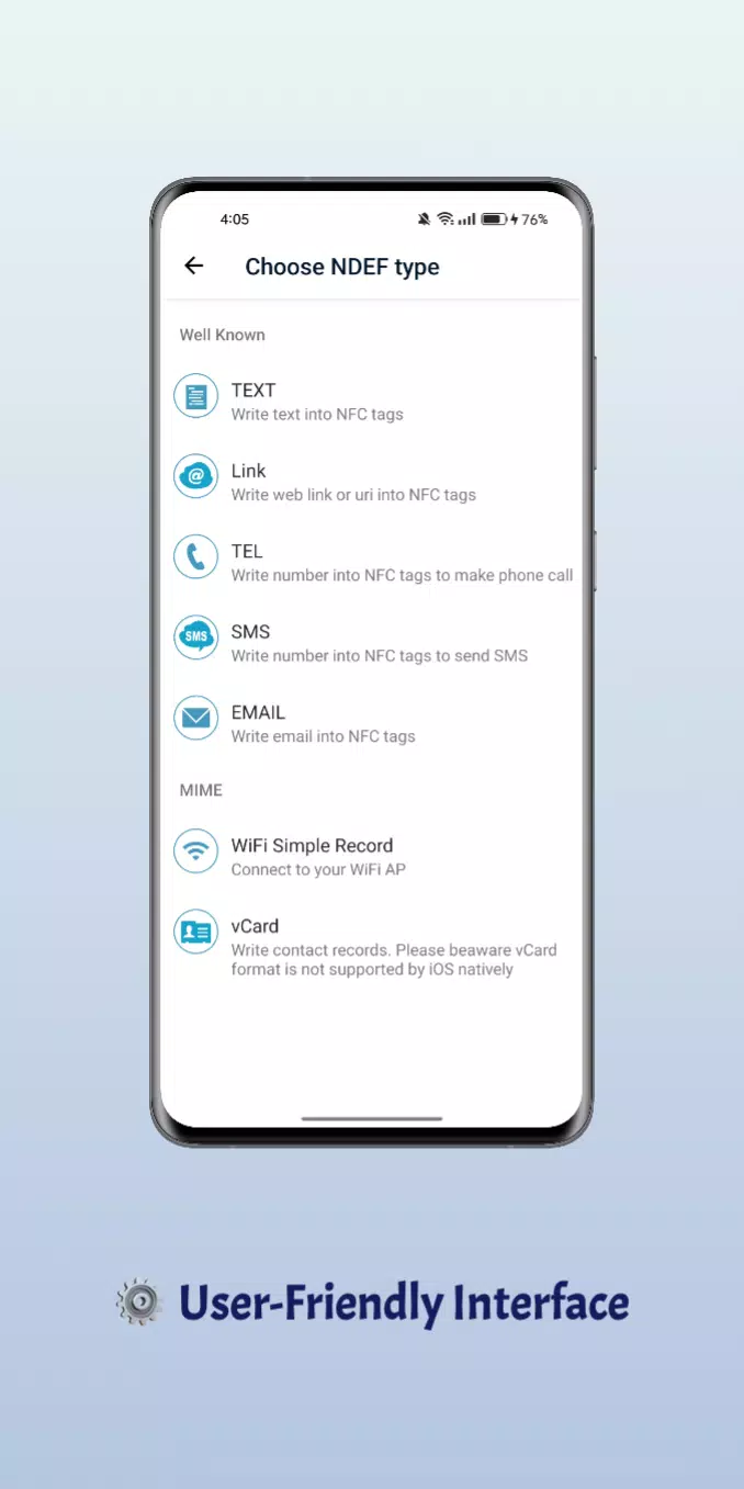 Tangkapan layar NFC Reader and Writer