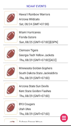 ภาพหน้าจอของ Live Streaming NFL NCAAF NBA