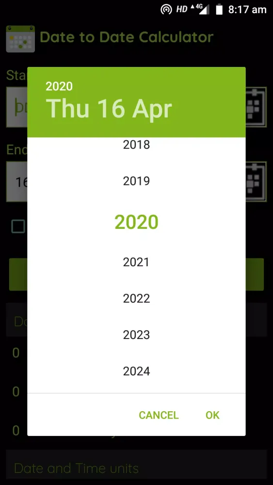 Tangkapan skrin Date Calculator