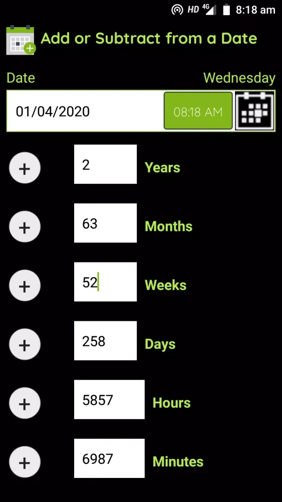 Tangkapan skrin Date Calculator