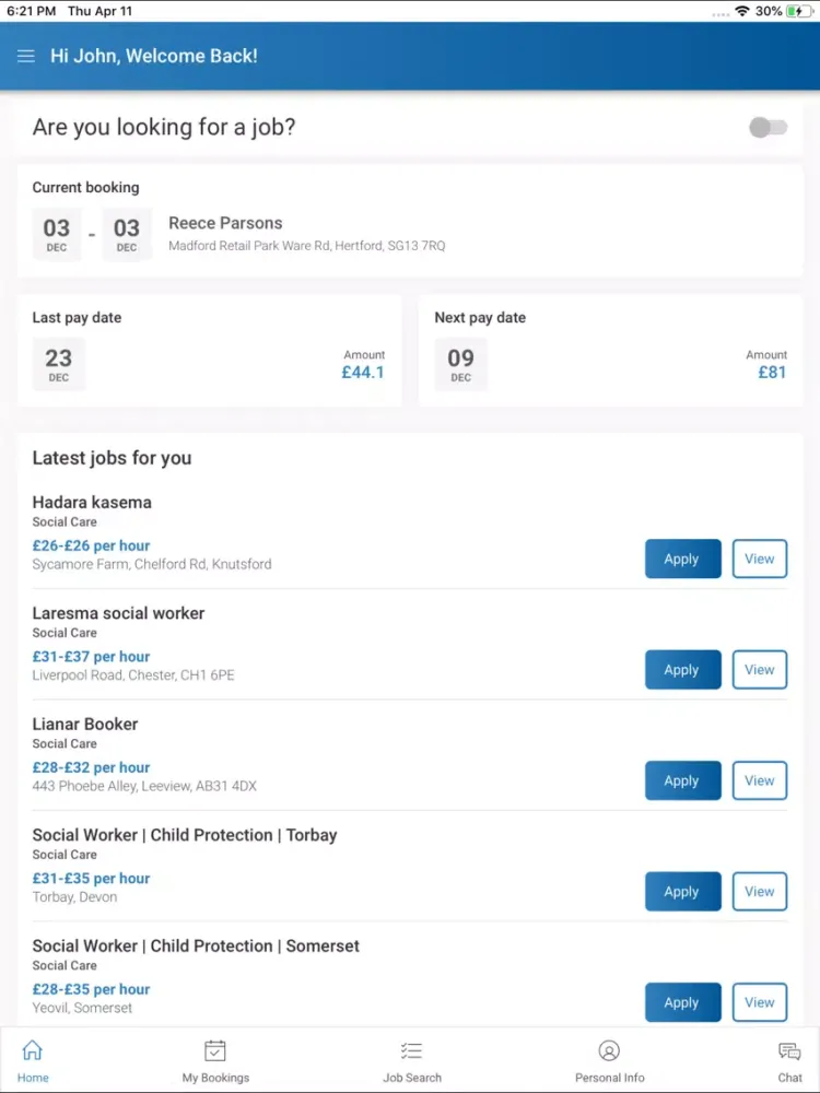 Ảnh chụp màn hình của GCS US Career Passport iPad 
