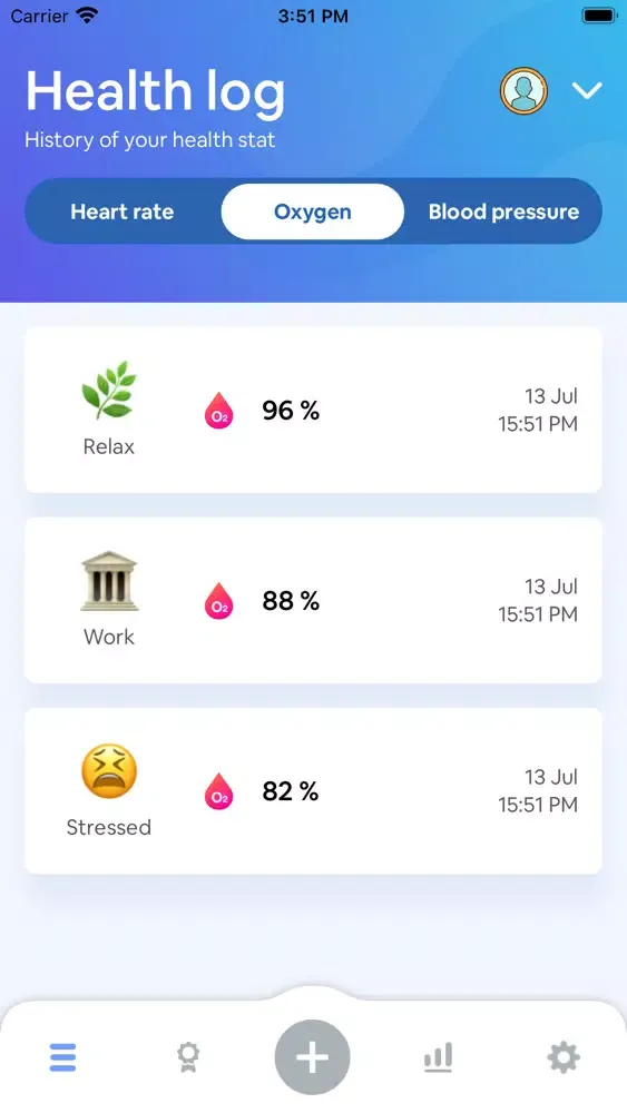 Captures d'écran de Blood Pressure＋Oxygen Tracker