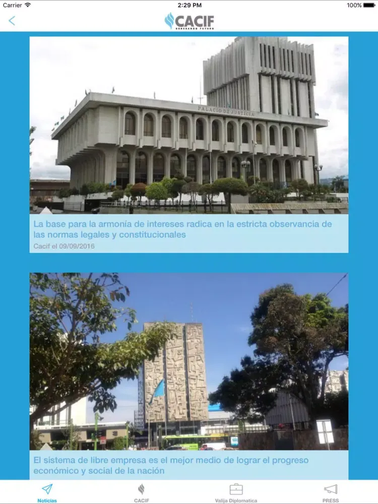 Capturas de tela do CACIF APP iPad 
