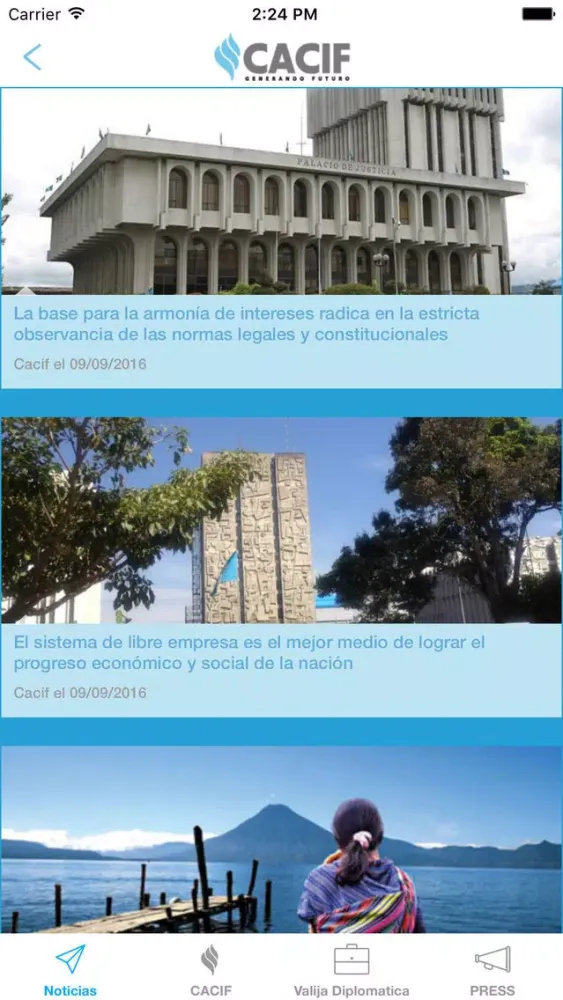 Capturas de tela do CACIF APP