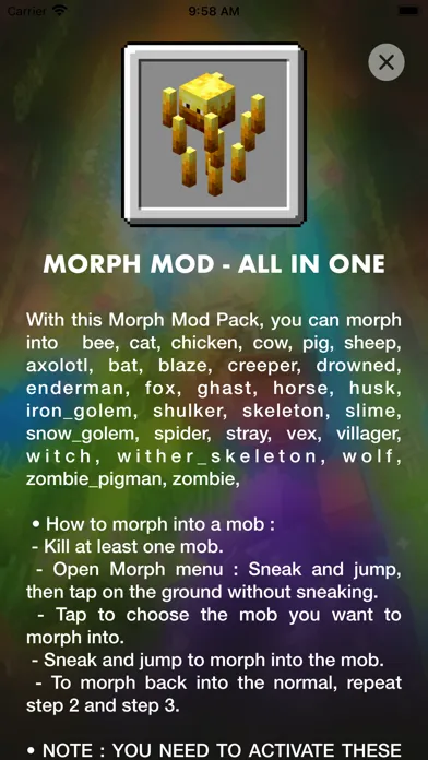 Tangkapan skrin MCPE ADDONS - MORPH MODS •