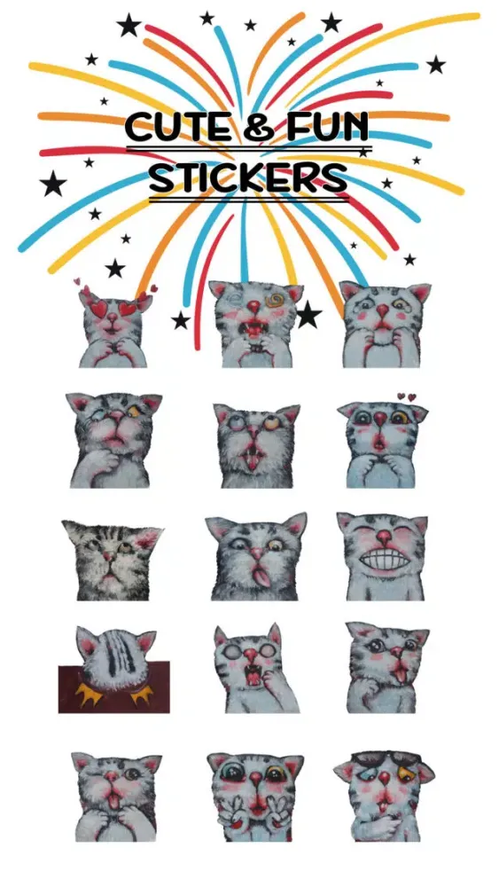 Tangkapan skrin Freaky Two Eye Colors The Cat Stickers