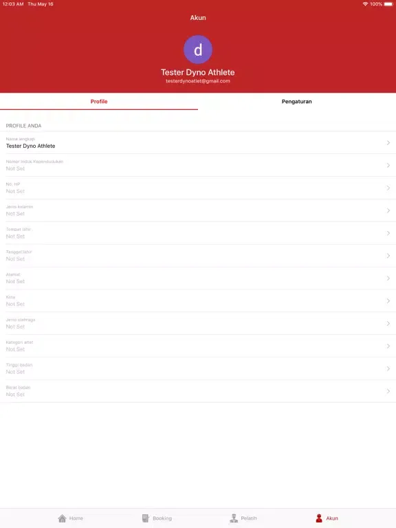 Tangkapan layar Dyno Athlete iPad 