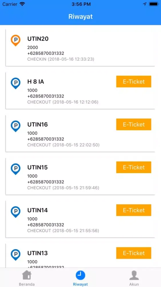 Tangkapan skrin E-Parking Batam