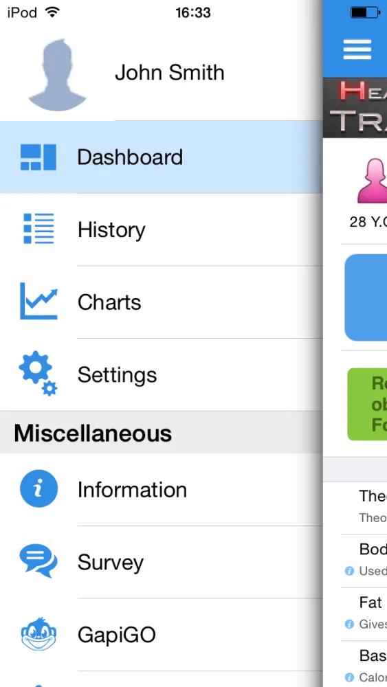 Zrzuty ekranu Physio Tracker, calculate and monitoring BMI, BFM, ideal weight and basal metabolism.