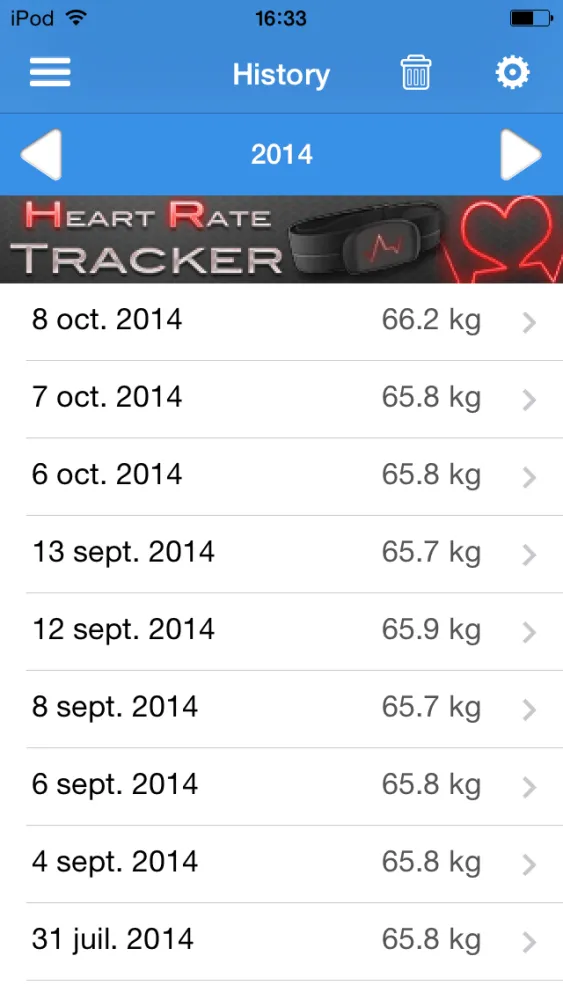 Zrzuty ekranu Physio Tracker, calculate and monitoring BMI, BFM, ideal weight and basal metabolism.