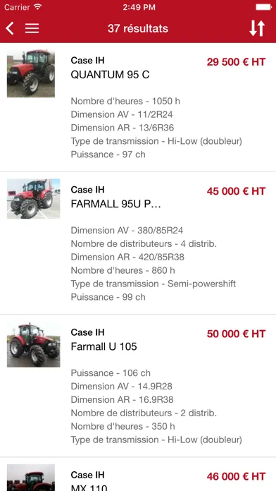 Captures d'écran de Terre-net Occasions - Les annonces de matériel agricole