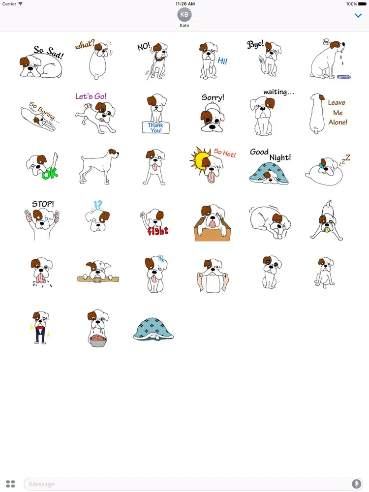 Tangkapan skrin White Cute Boxer Dog Sticker iPad 
