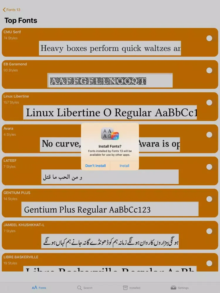Fonts · iPad  স্ক্রিনশট