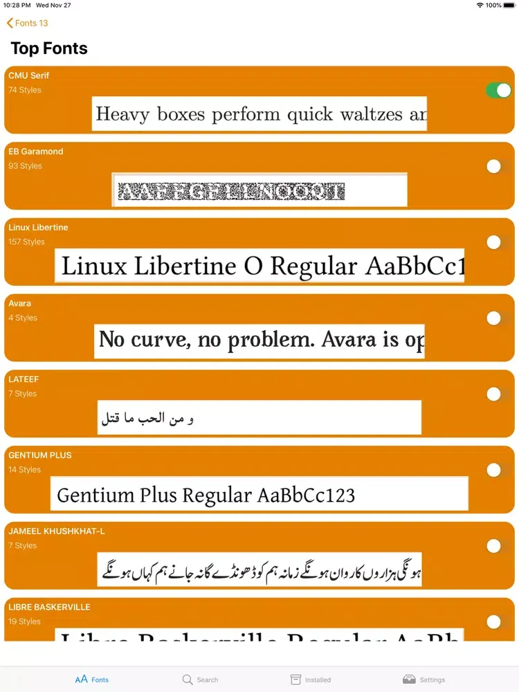 Fonts · iPad  স্ক্রিনশট