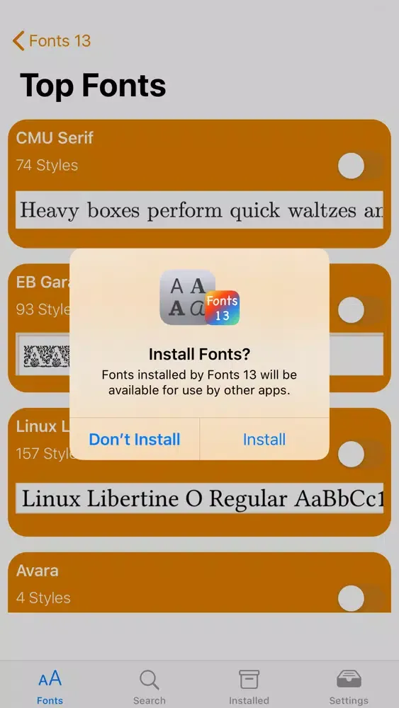 Fonts · স্ক্রিনশট