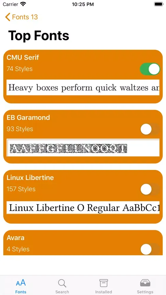 Fonts · স্ক্রিনশট