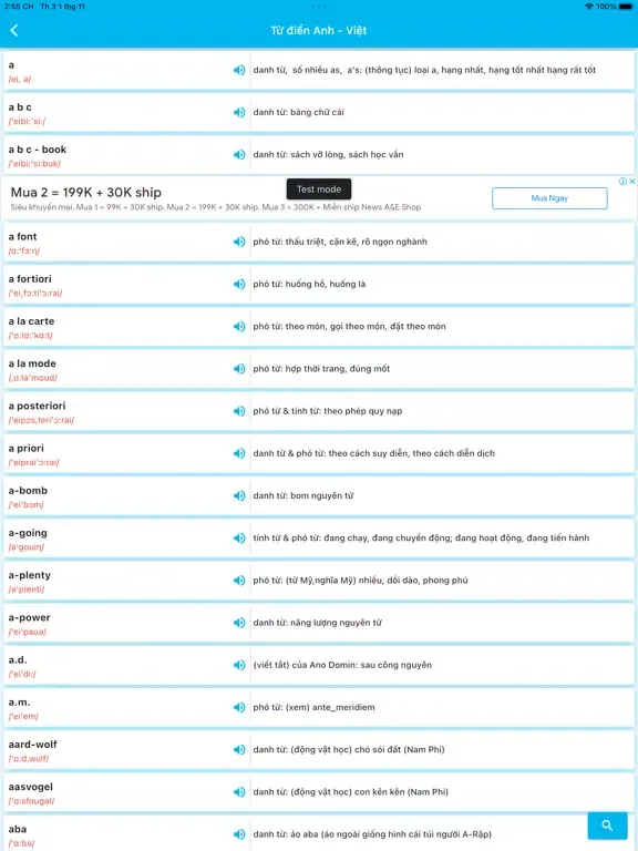 Screenshot di Từ điển E - V iPad 